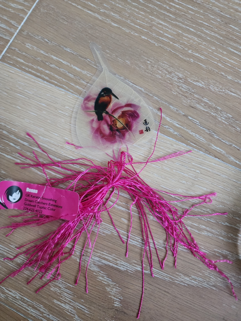 NWT Cute Humming Bird Pink Oriental Art bookmark With Tassel